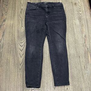 Ann Taylor LOFT Legging Jeans High Rise Denim Whiskering Black Size 30/10 P